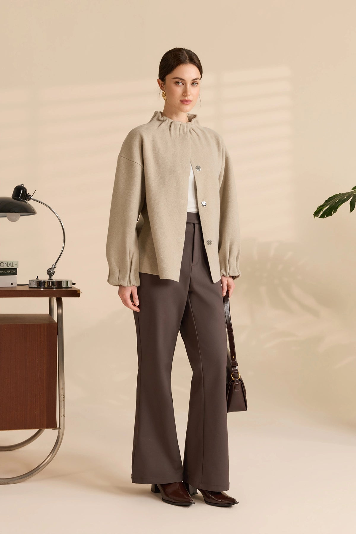 Womens Dark Grey Flared Dress Pants | CicyBell