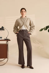 Womens Dark Grey Flared Dress Pants | CicyBell