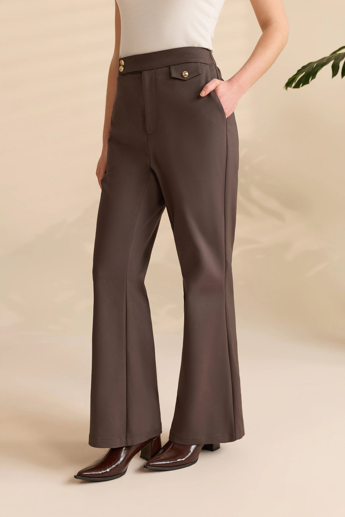 Womens Dark Grey Flared Dress Pants | CicyBell