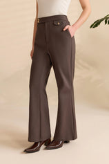 Womens Dark Grey Flared Dress Pants | CicyBell