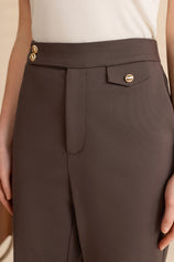 Womens Dark Grey Flared Dress Pants | CicyBell