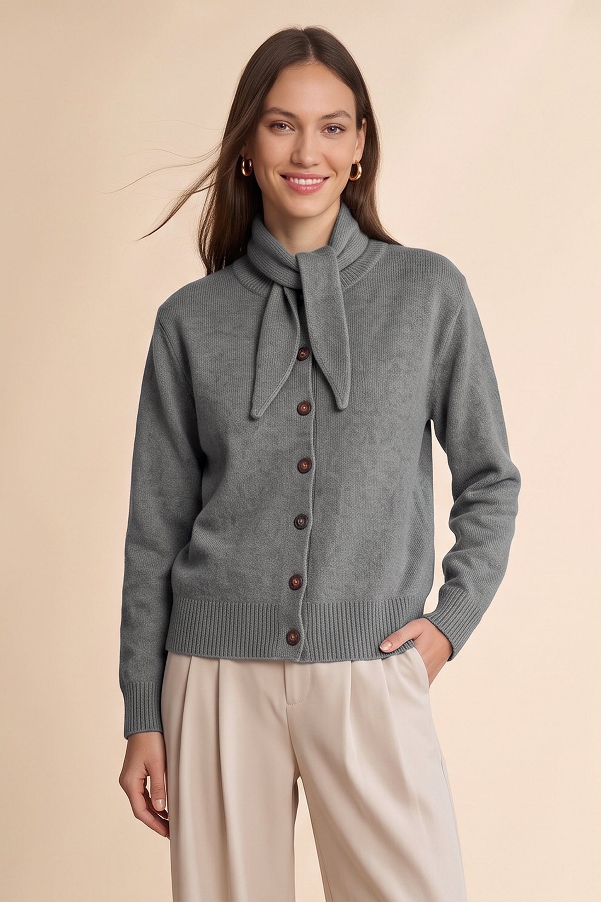 Womens Dark Grey Button Down Cardigans | CicyBell