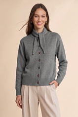 Womens Dark Grey Button Down Cardigans | CicyBell