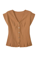 Womens Dark Khaki Deep V Neck Vest | CicyBell