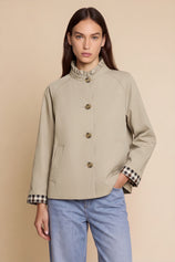 Womens Dark Khaki Ruffle Short Trench Coat | CicyBell