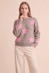 Womens Dark Khaki Star Pattern Pullover Sweater | CicyBell