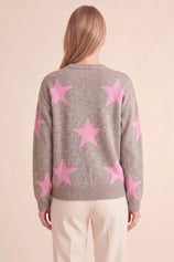 Womens Dark Khaki Star Pattern Pullover Sweater | CicyBell