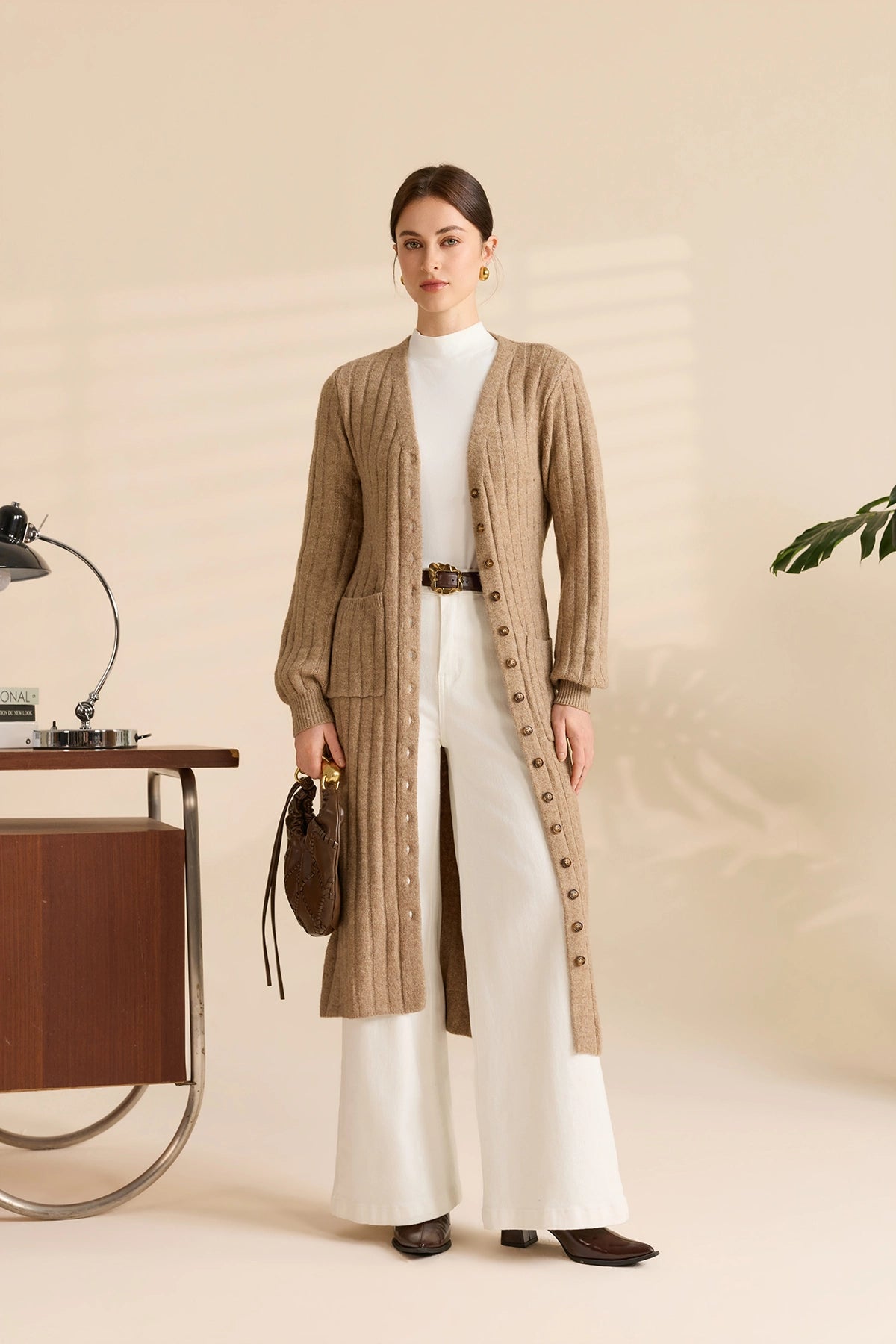Womens Dark Khaki Long Cardigan Sweaters | CicyBell