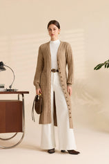 Womens Dark Khaki Long Cardigan Sweaters | CicyBell