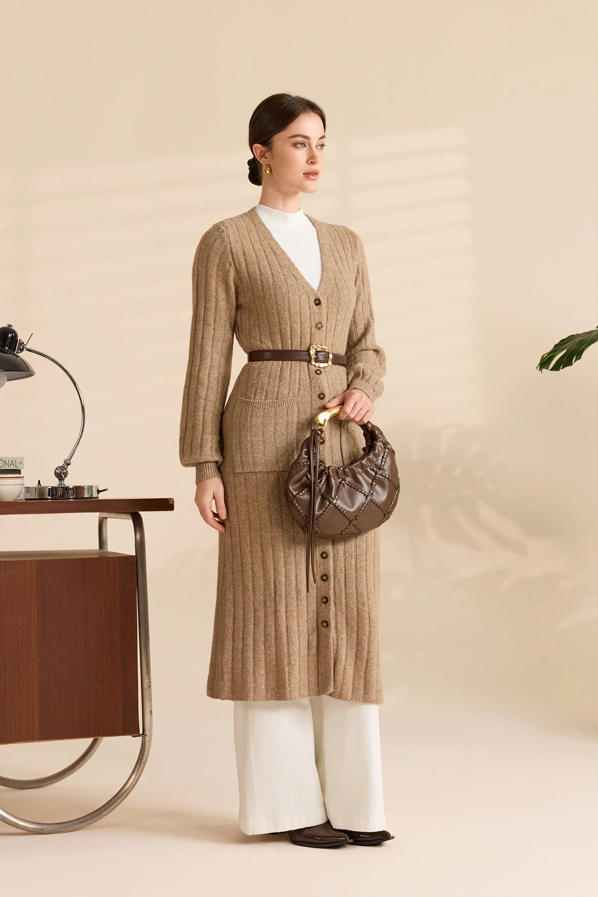 Womens Dark Khaki Long Cardigan Sweaters | CicyBell