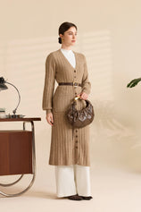 Womens Dark Khaki Long Cardigan Sweaters | CicyBell