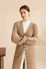 Womens Dark Khaki Long Cardigan Sweaters | CicyBell