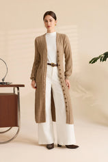 Womens Dark Khaki Long Cardigan Sweaters | CicyBell