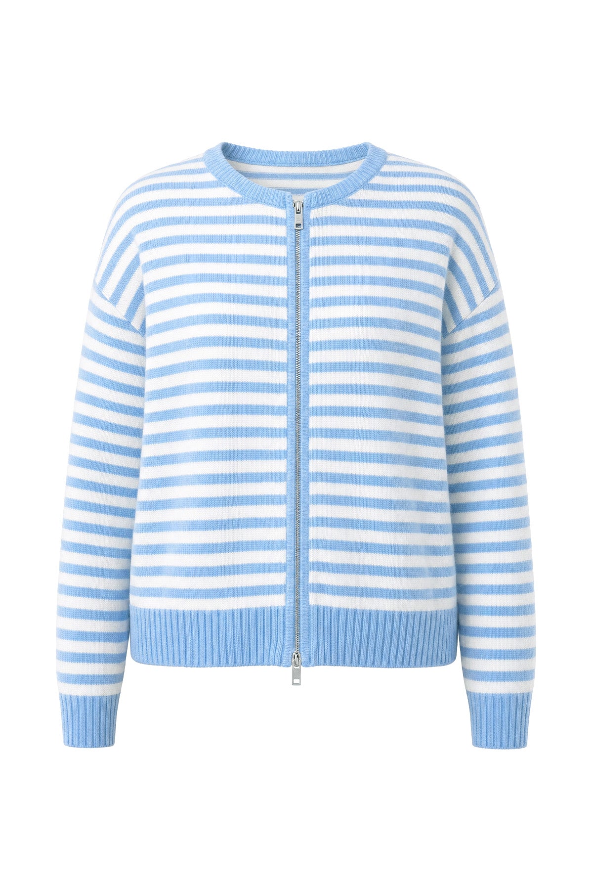 Womens Light Blue Striped Cardigan Sweaters | CicyBell