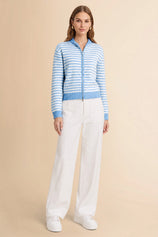 Womens Light Blue Striped Cardigan Sweaters | CicyBell