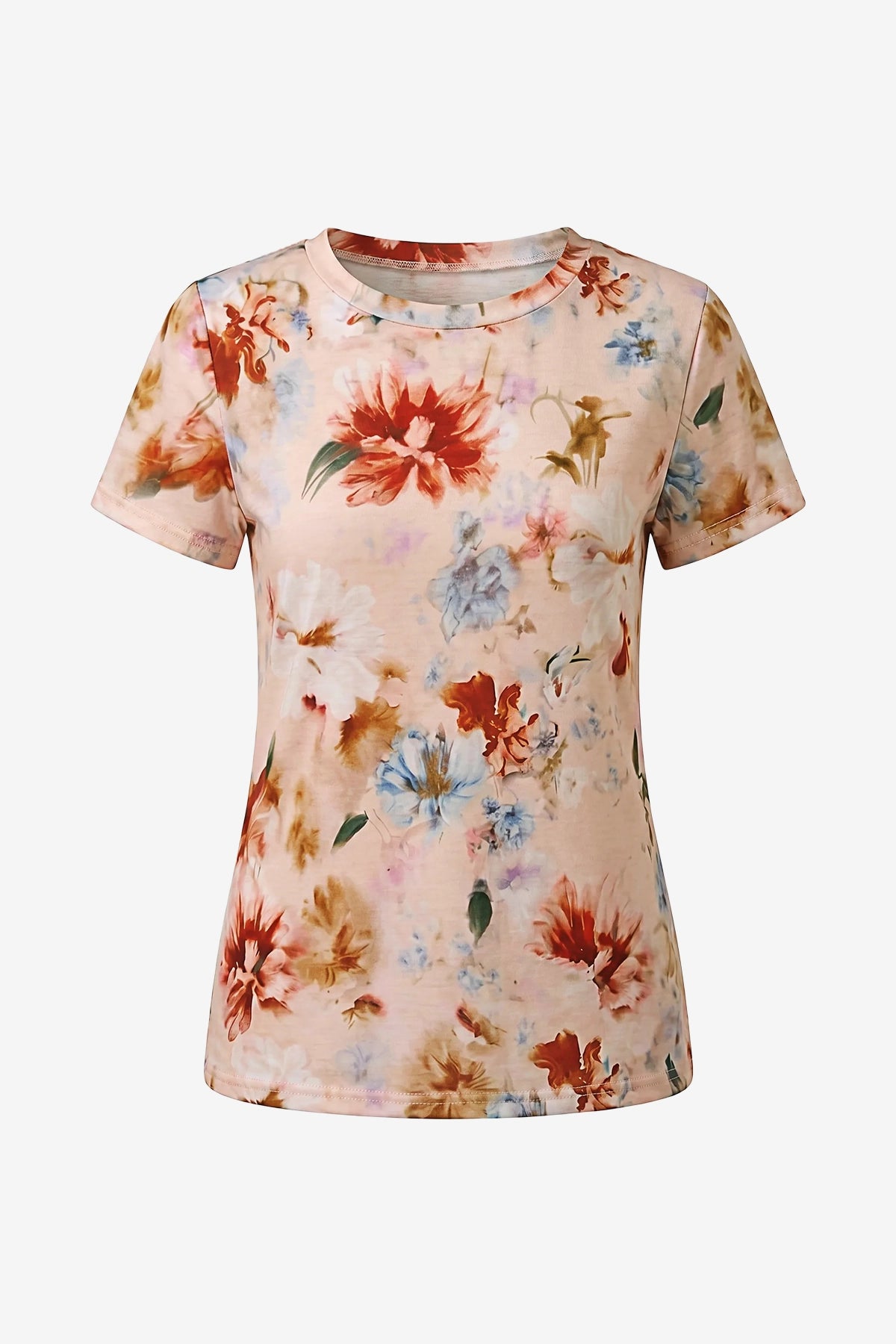 Womens Floral Color Crew Neck  T-Shirts | CicyBell