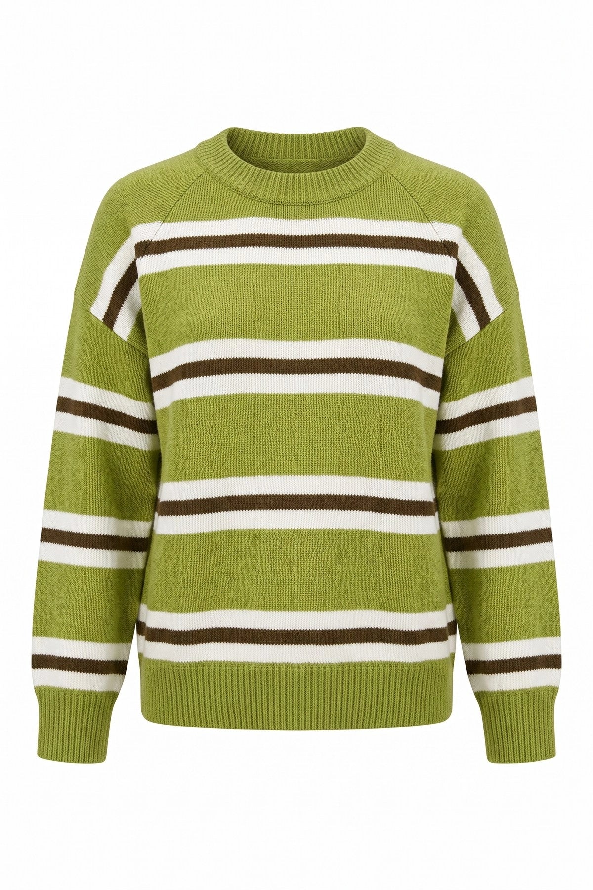 Womens Fruit Green Striped Pullover Sweater | CicyBell