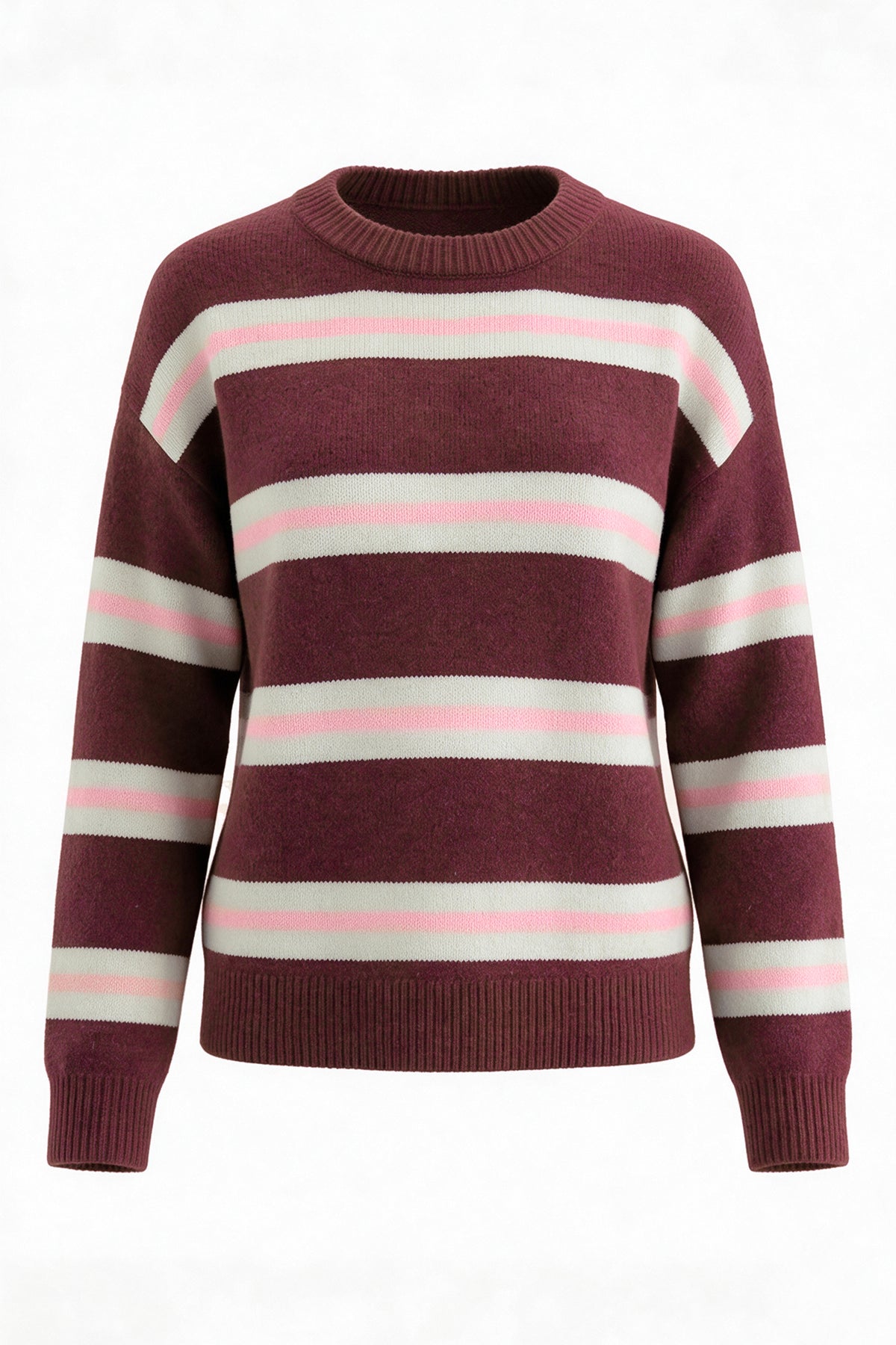 Womens Fuchsia Striped Pullover Sweater | CicyBell