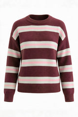 Womens Fuchsia Striped Pullover Sweater | CicyBell