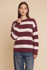 Womens Fuchsia Striped Pullover Sweater | CicyBell