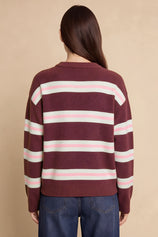 Womens Fuchsia Striped Pullover Sweater | CicyBell