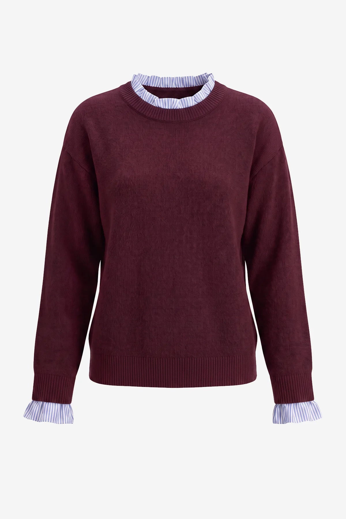 Womens Fuchsia  Ruffle Long Sleeve Sweater| CicyBell