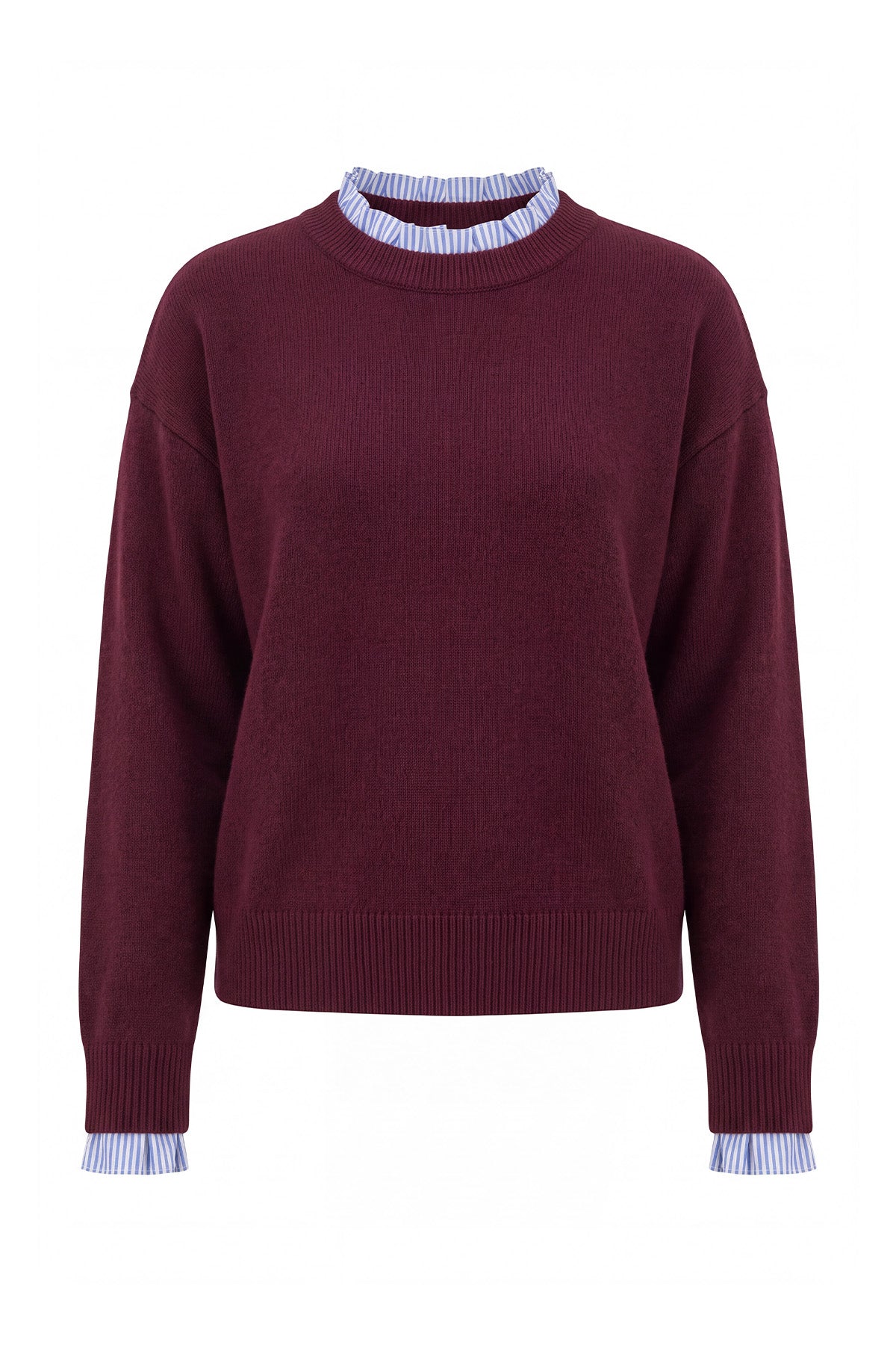 Womens Fuchsia  Ruffle Long Sleeve Sweater| CicyBell