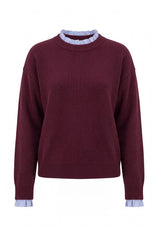 Womens Fuchsia  Ruffle Long Sleeve Sweater| CicyBell