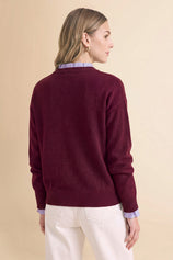 Womens Fuchsia  Ruffle Long Sleeve Sweater| CicyBell