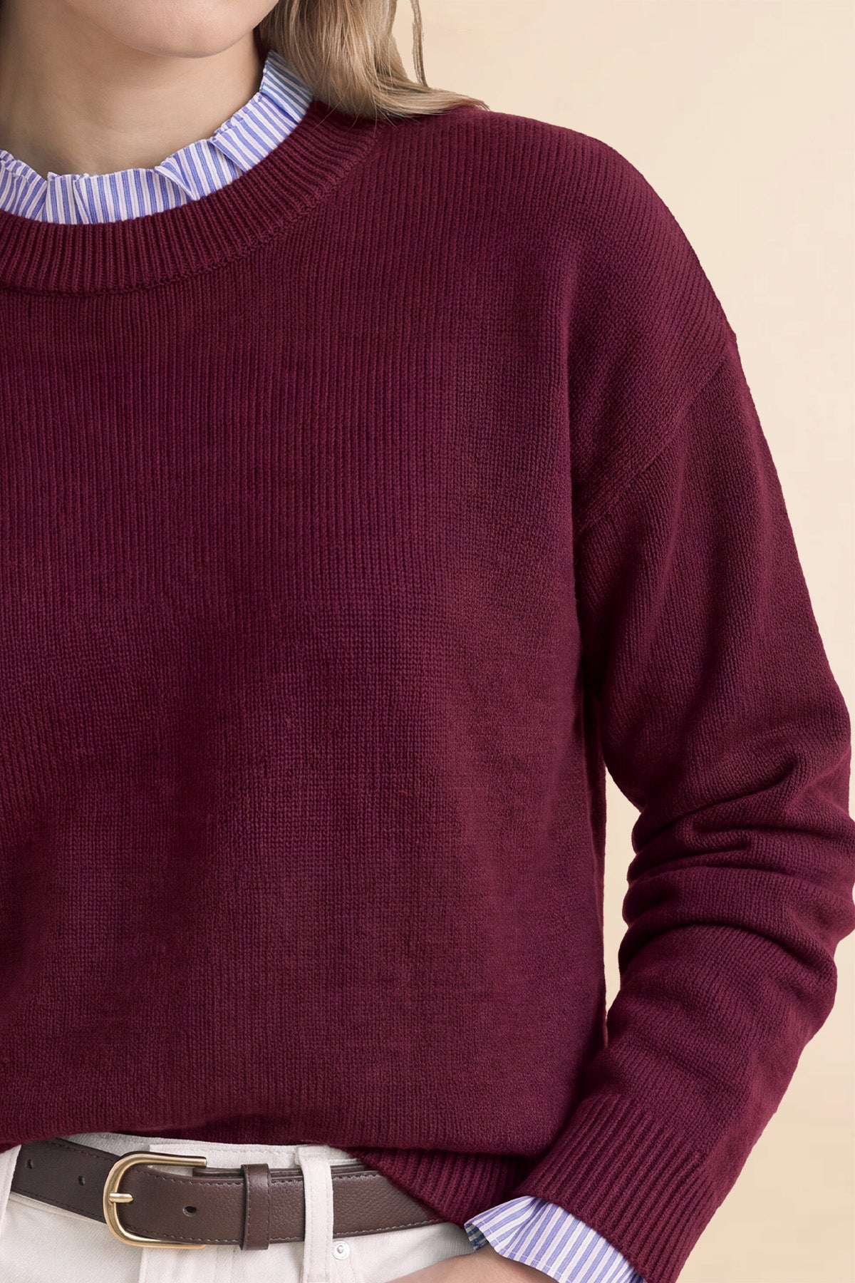 Womens Fuchsia  Ruffle Long Sleeve Sweater| CicyBell