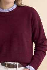 Womens Fuchsia  Ruffle Long Sleeve Sweater| CicyBell