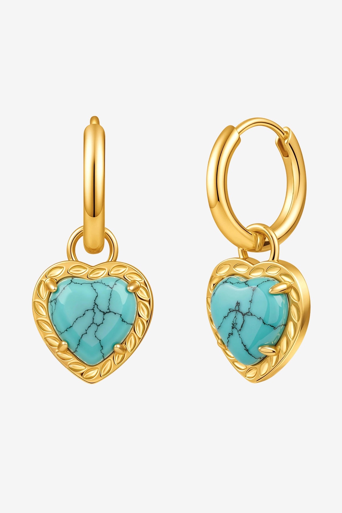 Women 18K Gold Blue Heart Hoops | CicyBell