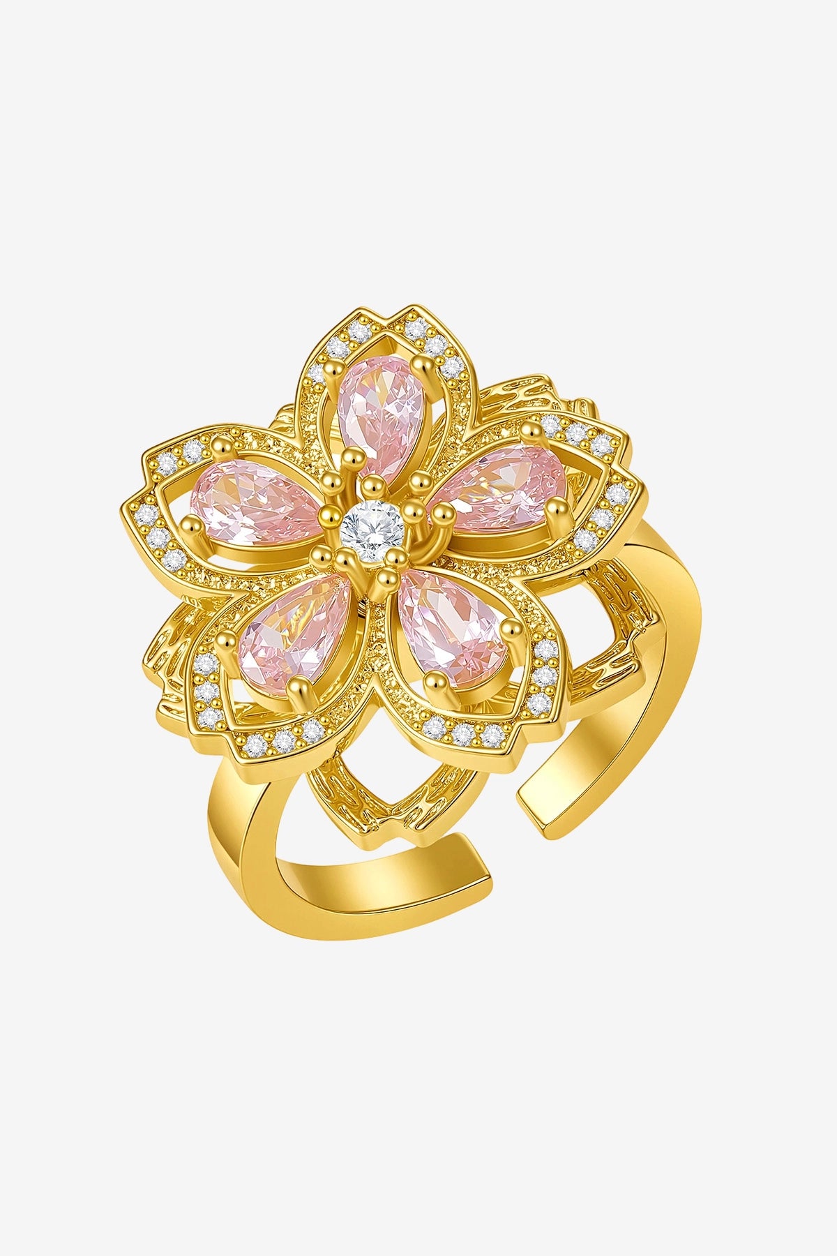 Women 18K Gold  Flower Fidget Ring | CicyBell