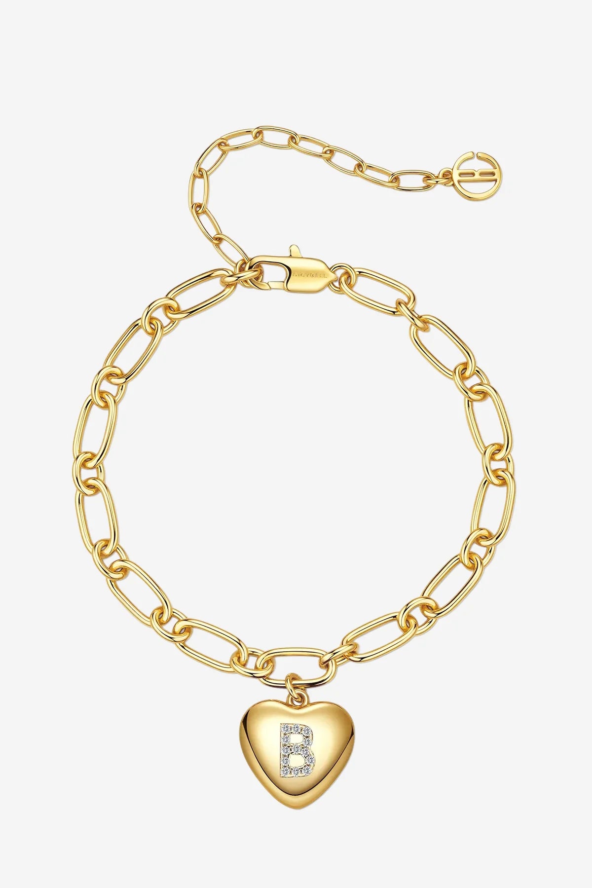 Women 18K Gold Heart Initial B Bracelets| CicyBell