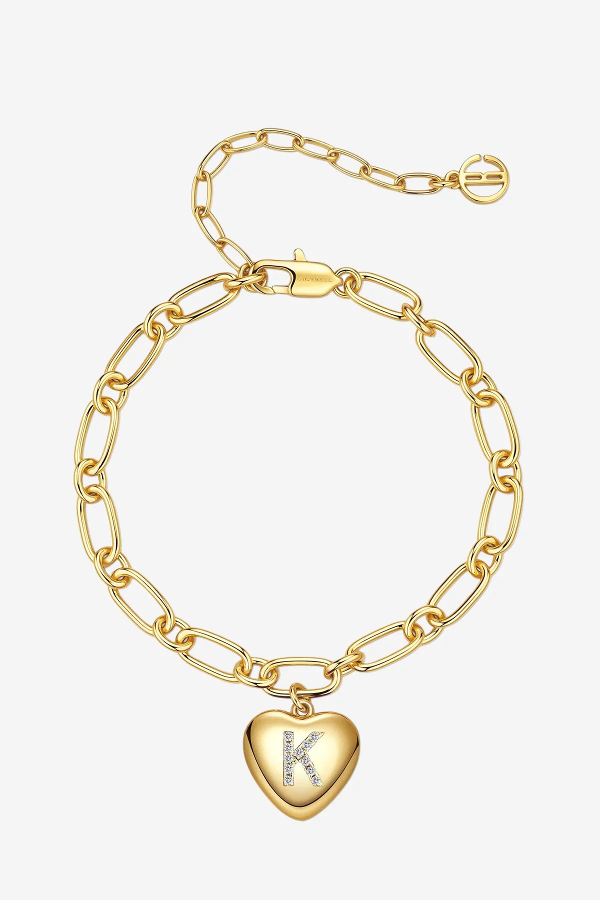 Women 18K Gold Heart Initial K Bracelets| CicyBell