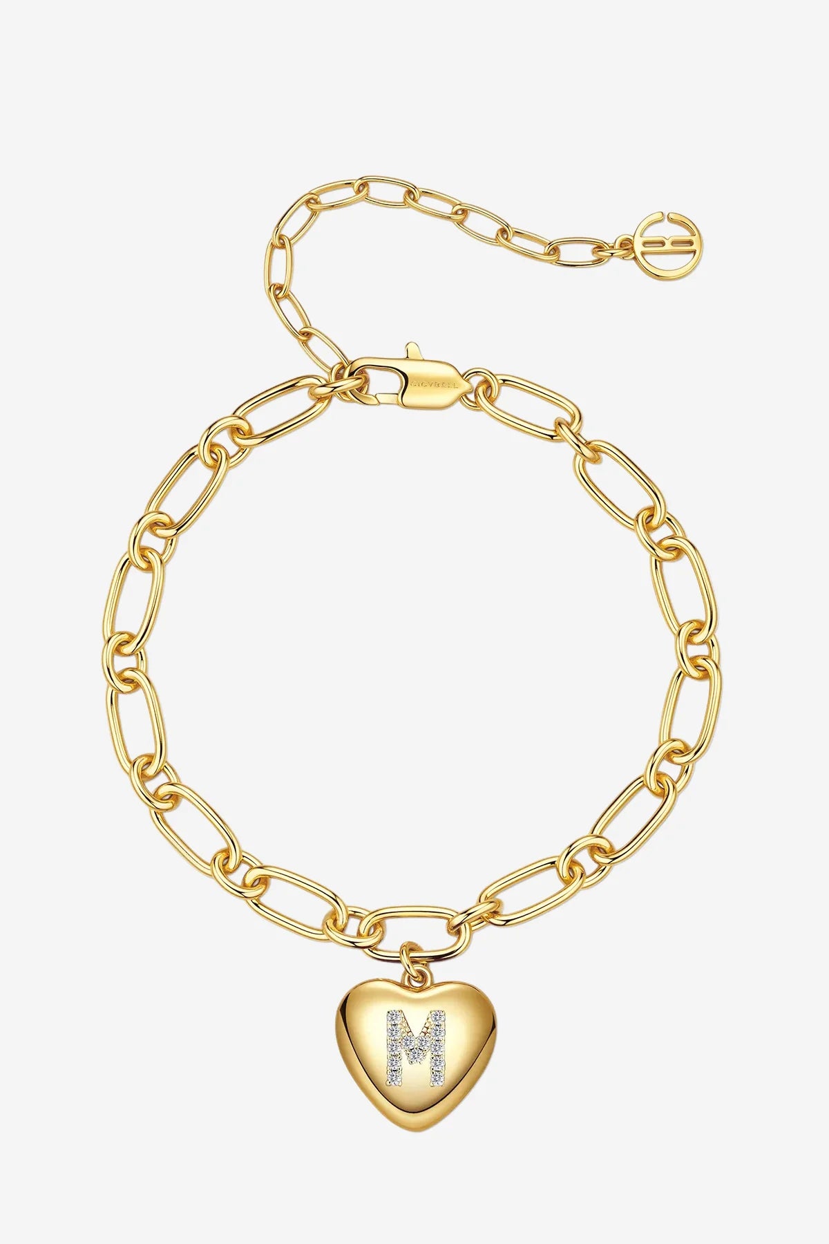 Women 18K Gold Heart Initial M Bracelets| CicyBell