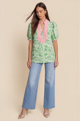 Womens Green Puff Sleeve Blouses | CicyBell