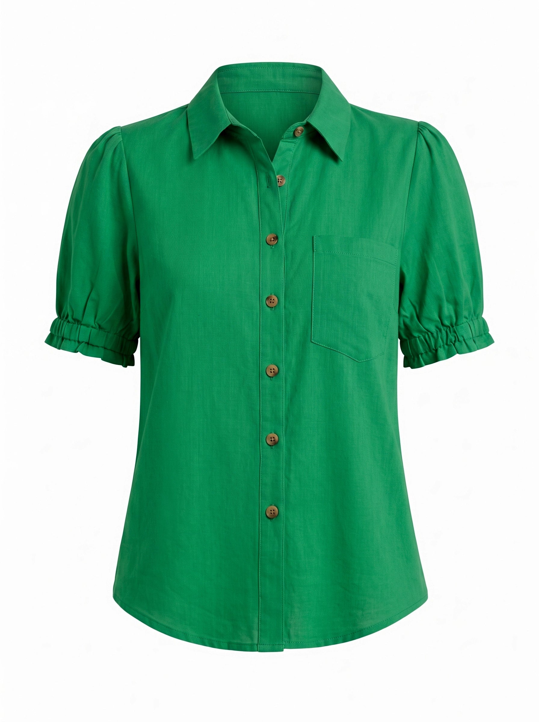 Womens Green Puff Short Sleeve Shirts | CicyBell