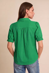 Womens Green Puff Short Sleeve Shirts | CicyBell