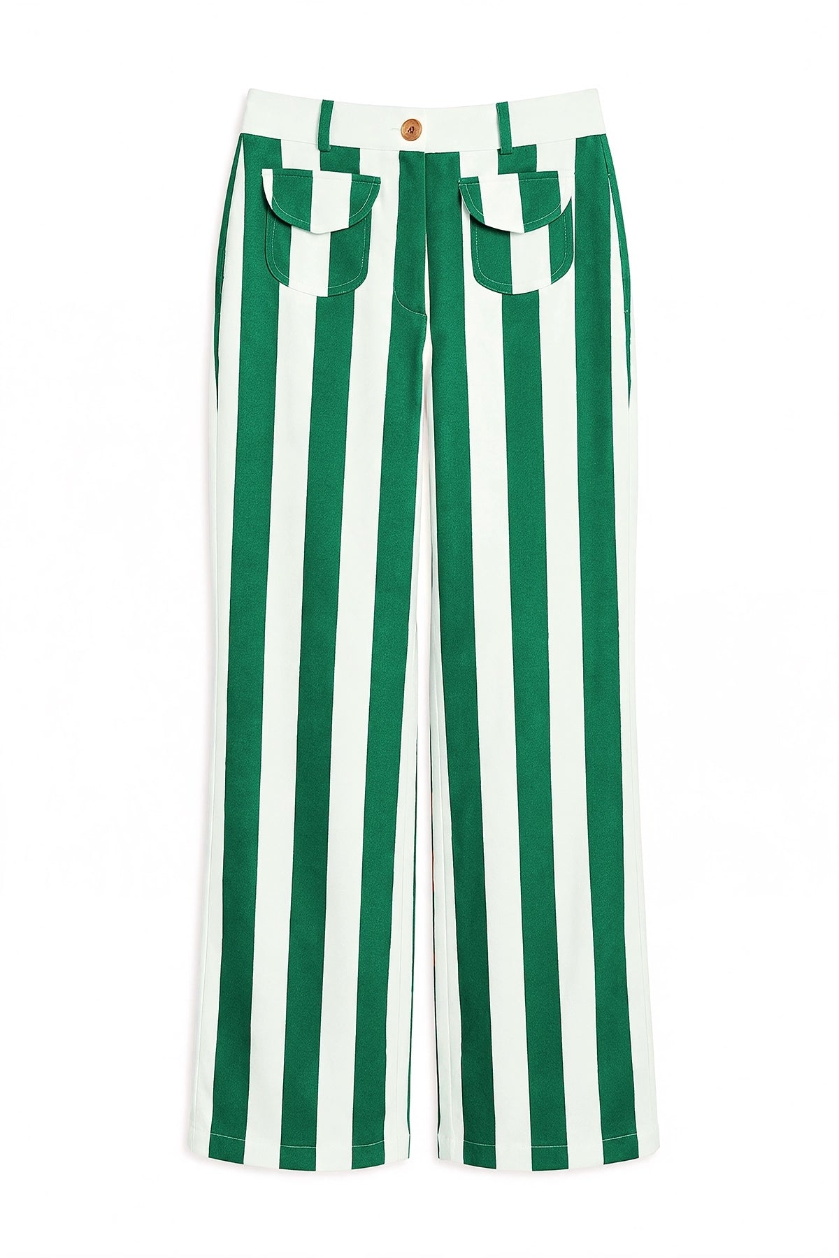 Womens Green Striped Wide Leg Jeans | CicyBell