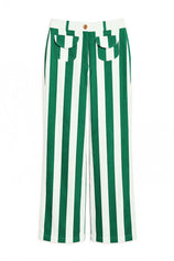 Womens Green Striped Wide Leg Jeans | CicyBell