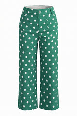 Womens Green Polka Dot Straight Leg Jeans| CicyBell