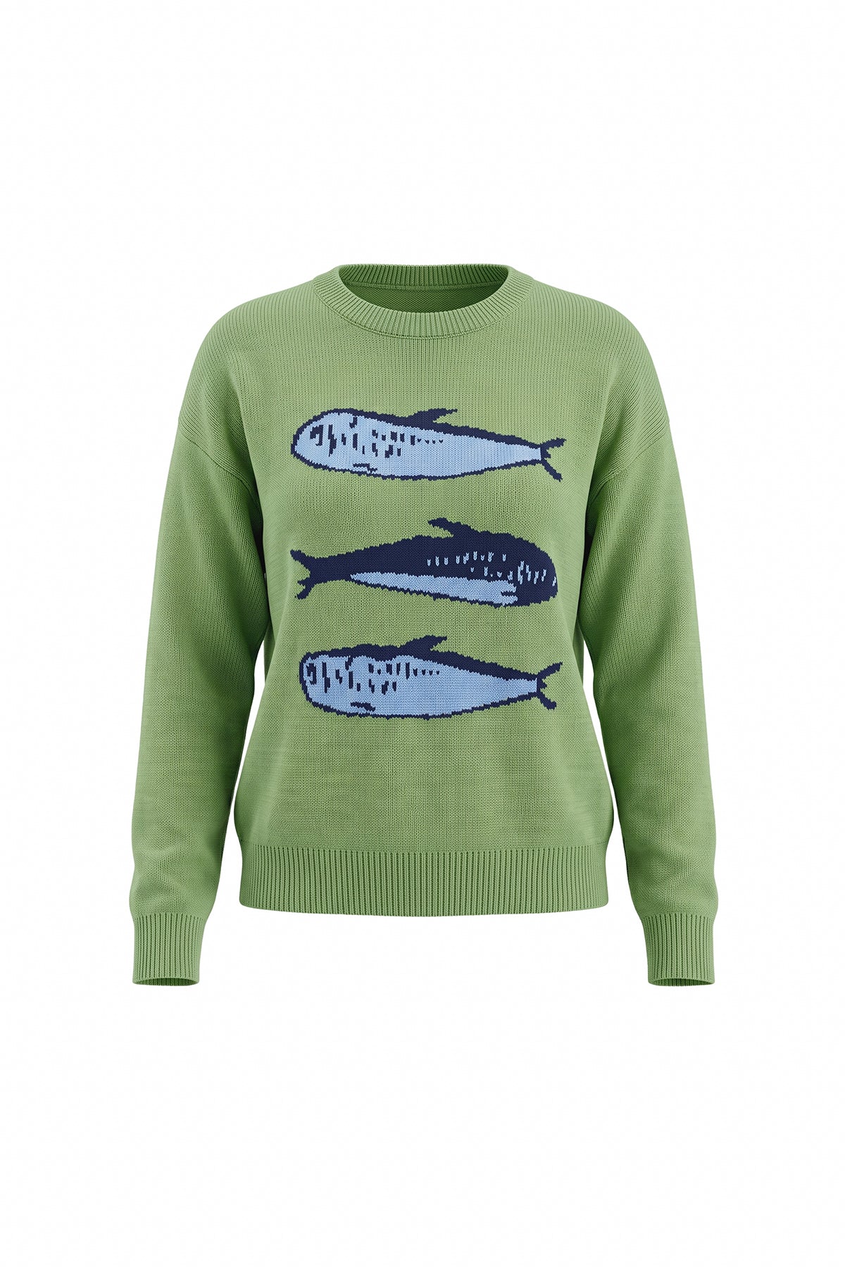Womens Green Fish Graphic Knit Sweaters | CicyBell