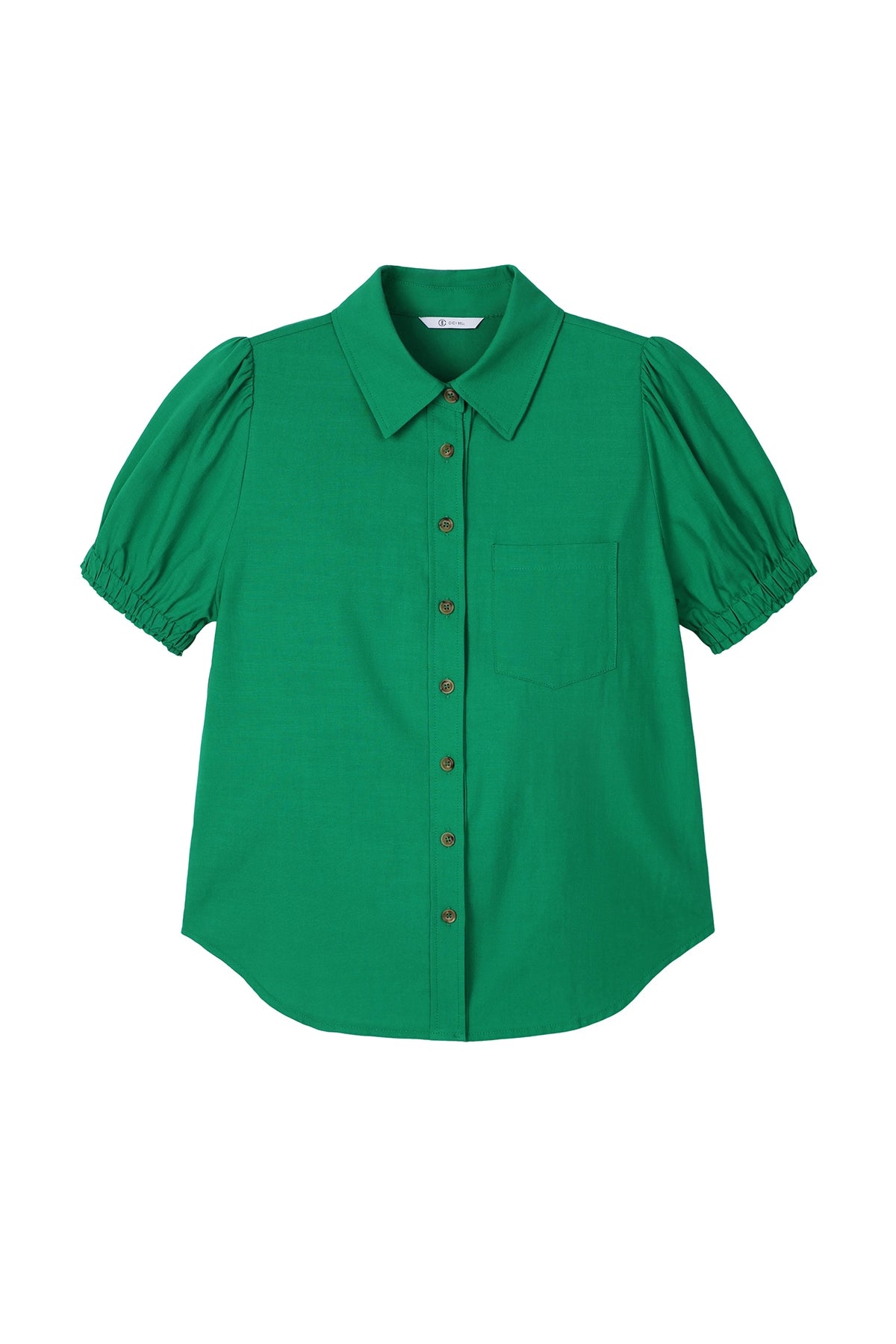 Womens Green Puff Short Sleeve Shirts | CicyBell