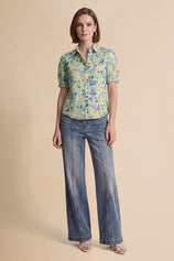 Womens Green Floral Printed Button Down Shirts | CicyBell
