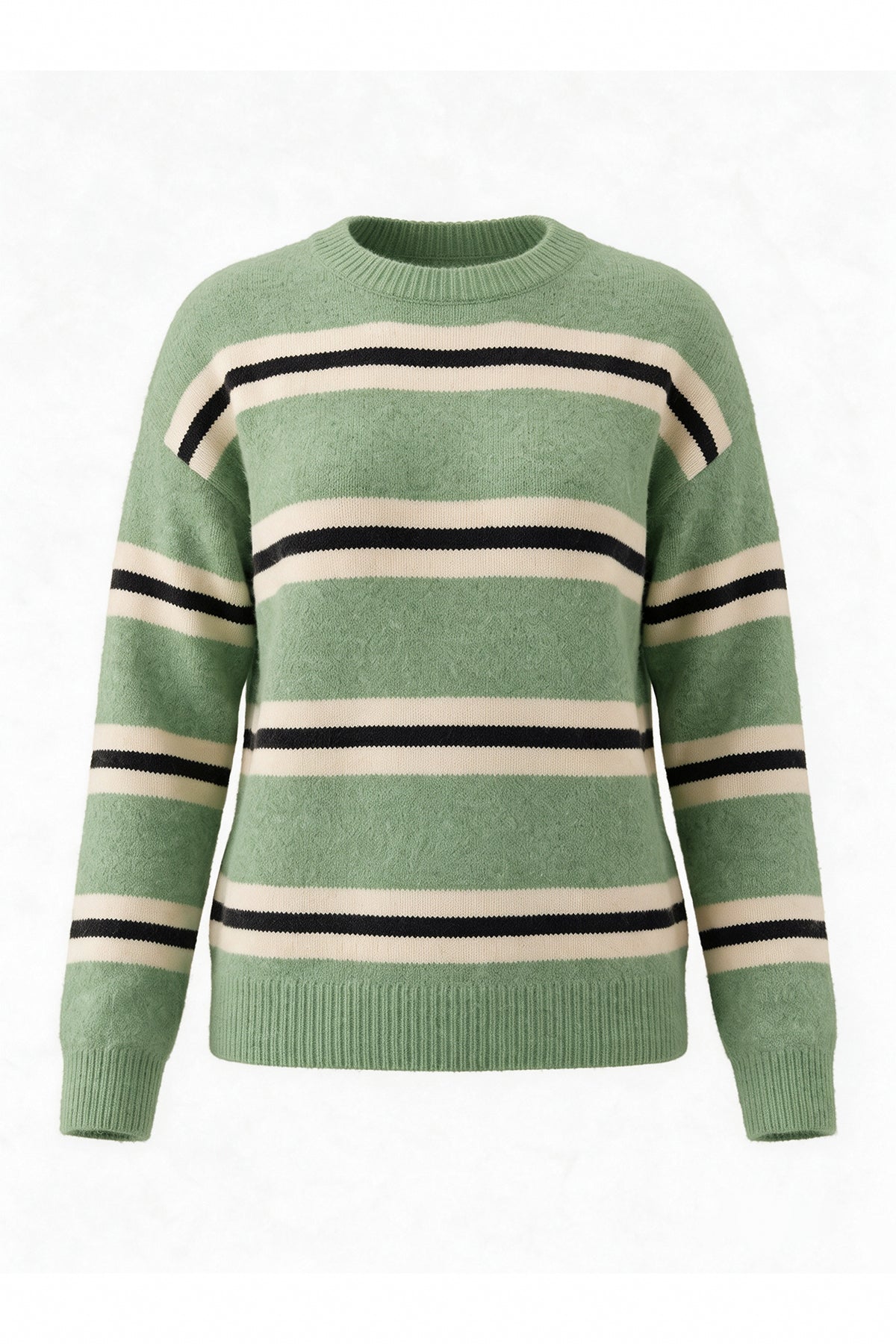 Womens Green Striped Pullover Sweater | CicyBell