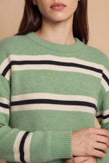 Womens Green Striped Pullover Sweater | CicyBell