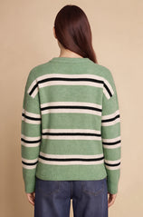 Womens Green Striped Pullover Sweater | CicyBell