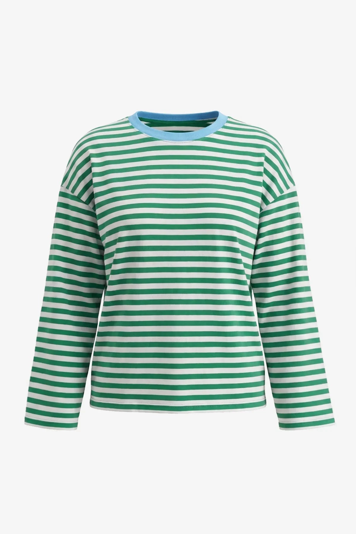 Womens Green Striped Long Sleeve Top | CicyBell
