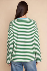 Womens Green Striped Long Sleeve Top | CicyBell